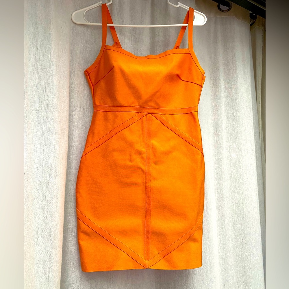 Orange Body Con Sleeveless Dress